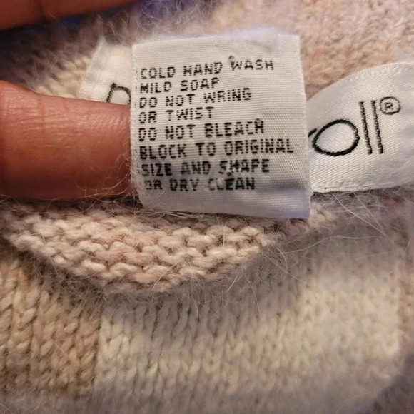 M.J. CARROLL Silk Angora Lambswool pink gray beige cream tunic sweater VINTAGE M - Picture 7 of 13